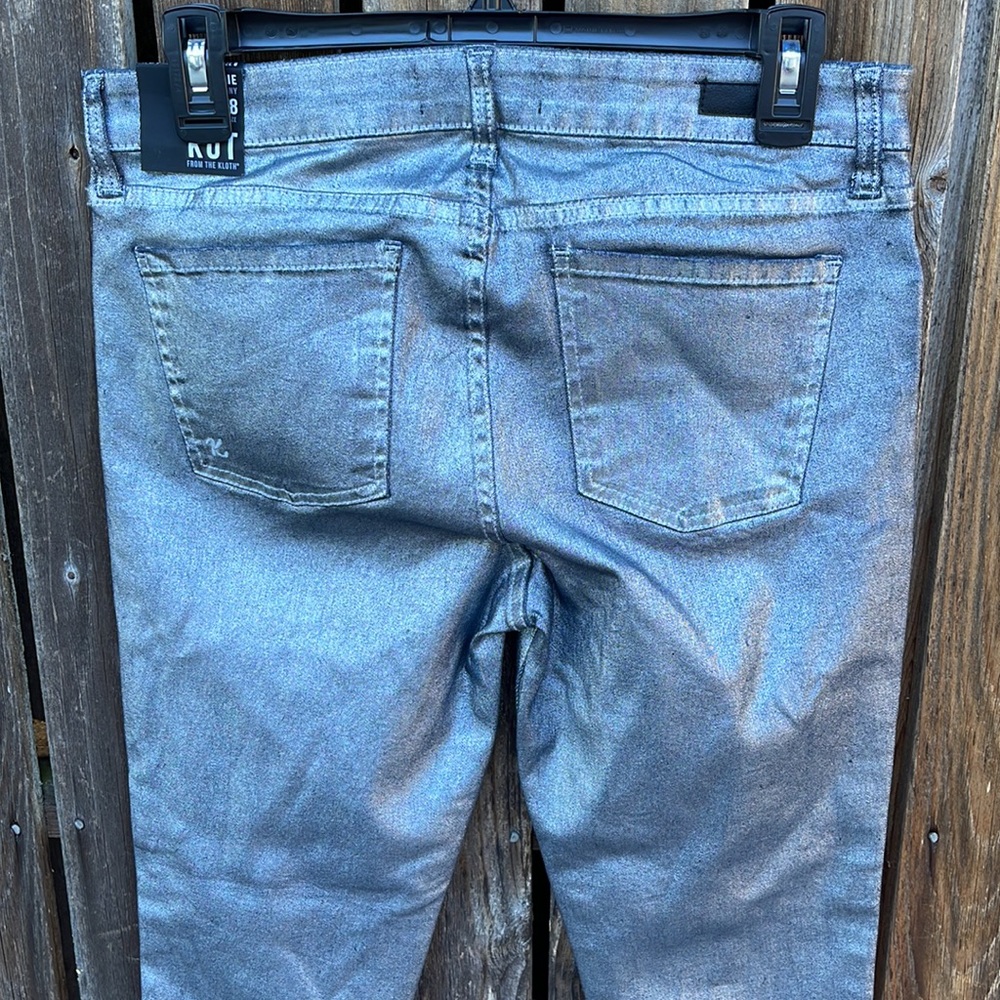 Kut From The Kloth Pants 8 Connie Ankle Zip Silver NWT Skinny Stretch New - Picture 8 of 16